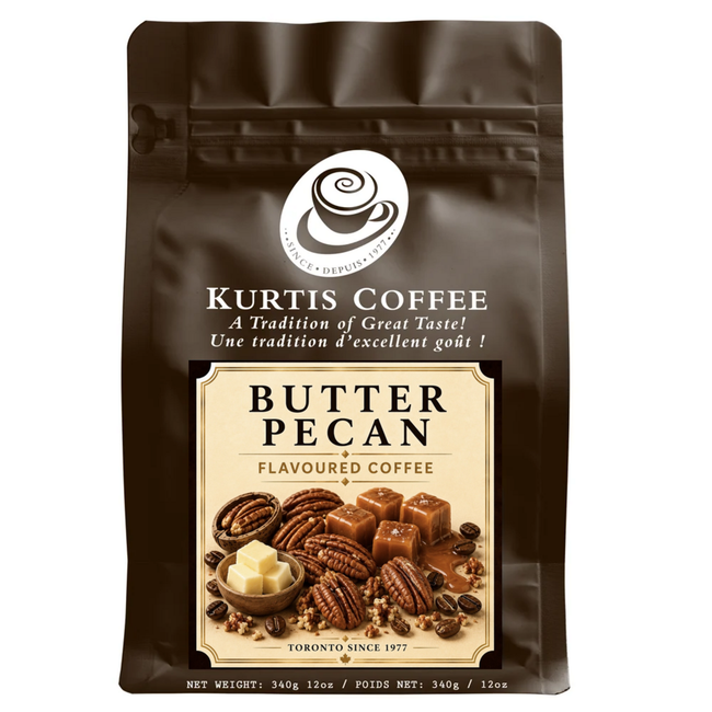 Kurtis Coffee Butter Pecan flavoured coffee 340g brown bag