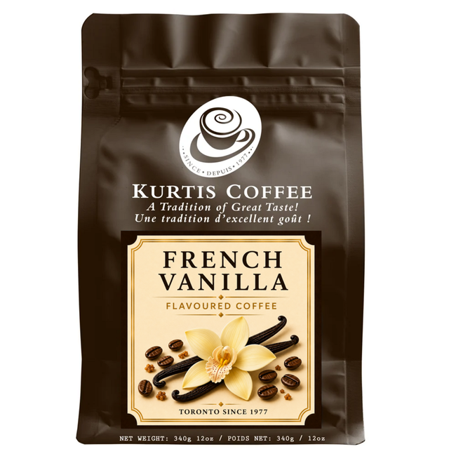 Kurtis Coffee French Vanilla flavoured coffee 340g brown bag